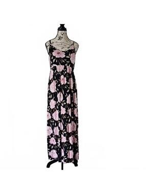 Floral Print Spaghetti Strap Maxi Dress with Back Tie Detail